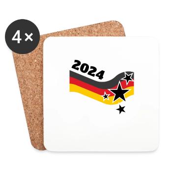 EM2024 Fußball 2024 Sterne Deutschland Fußballfans - Untersetzer (4er-Set) - Weiß - Vorne