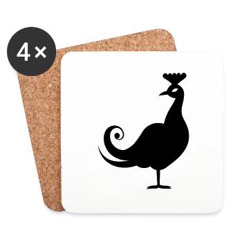 Petit paon - Dessous de verre (lot de 4) - blanc - Devant