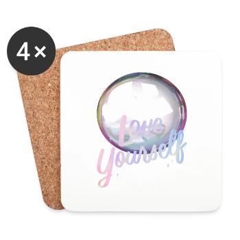 Love yourself Soap Bubble - Coasters (set of 4) - white - Front