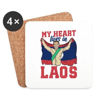 Laos Laote Pride garçon drapeau je cadeau - Dessous de verre (lot de 4) - blanc - Devant
