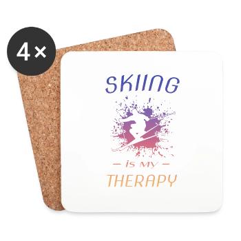 Skifahren - Untersetzer (4er-Set) - Weiß - Vorne