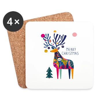 Deer with Christmas baubles - Coasters (set of 4) - white - Front