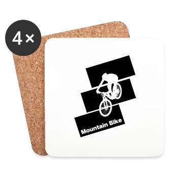 Logo Moutain Bike carré noir - Dessous de verre (lot de 4) - blanc - Devant