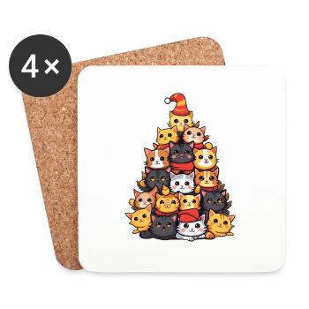 Cats in the magic of Christmas - Perfect for - Coasters (set of 4) - white - Front