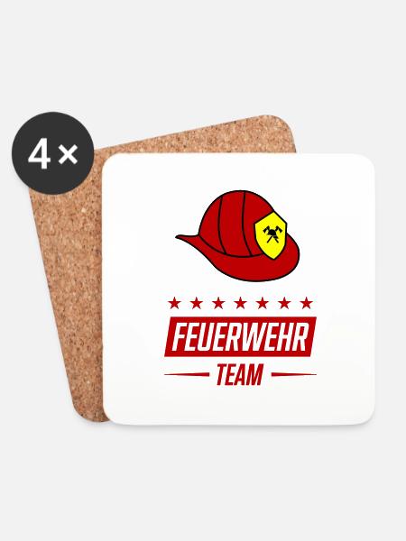 feuerwehr 1 - Untersetzer (4er-Set) - Weiß