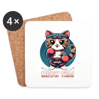 Mixed Martial Arts Meow Thai Muay Thai Cat - Untersetzer (4er-Set) - Weiß - Vorne