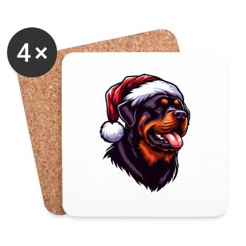 Rottweiler Weihnachtsstimmung - Untersetzer (4er-Set) - Weiß - Vorne