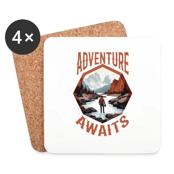 Adventure awaits. - Coasters (set of 4) - white - Front