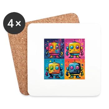 Verspielter Bot: Ein Pop-Art-Fusionsroboter. - Untersetzer (4er-Set) - Weiß - Vorne