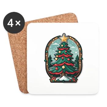 Arbre de Noël Dessin de Noël - Dessous de verre (lot de 4) - blanc - Devant