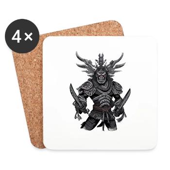 Japon Japonais Samouraï Guerrier Oni Démon - Dessous de verre (lot de 4) - blanc - Devant