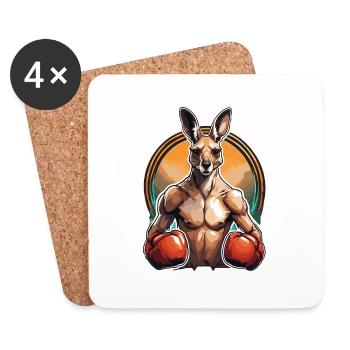 Kangaroo / Animal / Australia / Marsupial / Outback - Coasters (set of 4) - white - Front