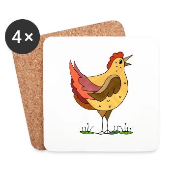 Poule - Dessous de verre (lot de 4) - blanc - Devant