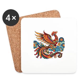 Phénix chinois traditionnel vibrant - Dessous de verre (lot de 4) - blanc - Devant