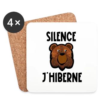 silence j'hiberne - Dessous de verre (lot de 4) - blanc - Devant