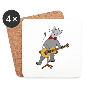 Katze - Untersetzer (4er-Set) - Weiß - Vorne