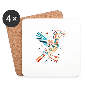 Bird Whimsy: Colorful pop art Inspired Tee - Coasters (set of 4) - white - Front