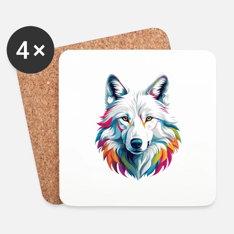 Weißer Wolf - Untersetzer (4er-Set) - Weiß