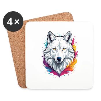 Arktischer Wolf - Untersetzer (4er-Set) - Weiß - Vorne