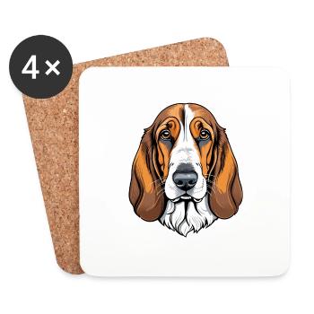 Basset Hund - Untersetzer (4er-Set) - Weiß - Vorne