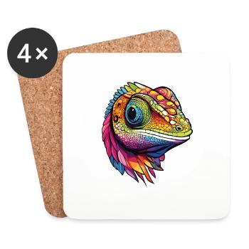 Caméléon - Dessous de verre (lot de 4) - blanc - Devant