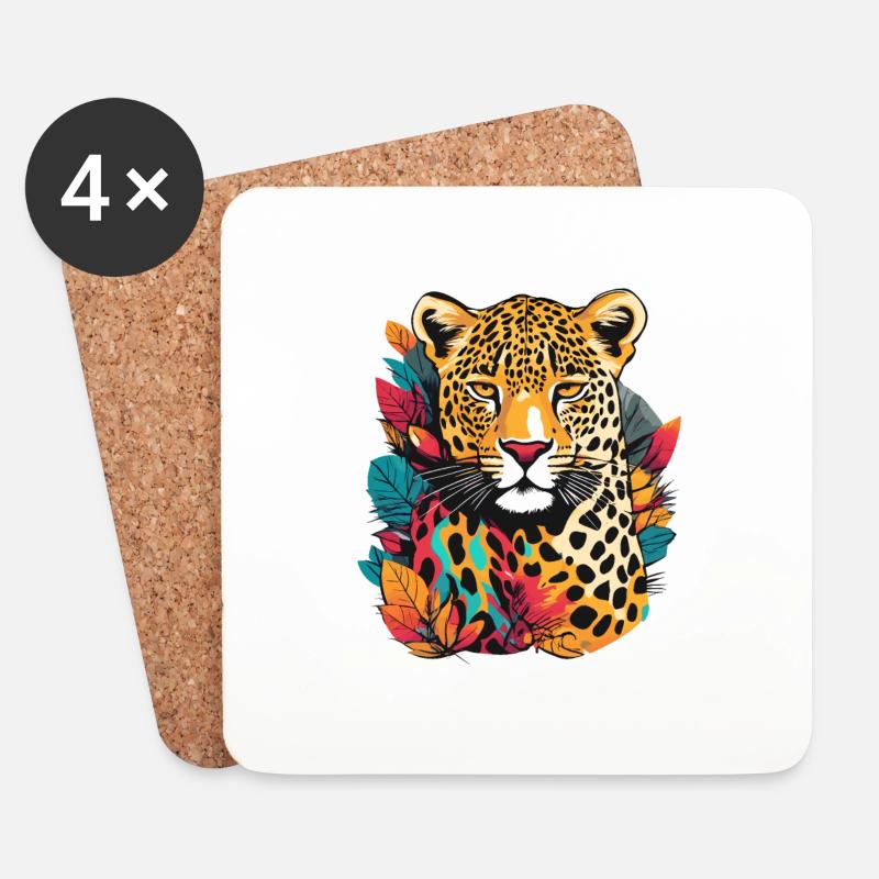 Leopard - Untersetzer (4er-Set) - Weiß