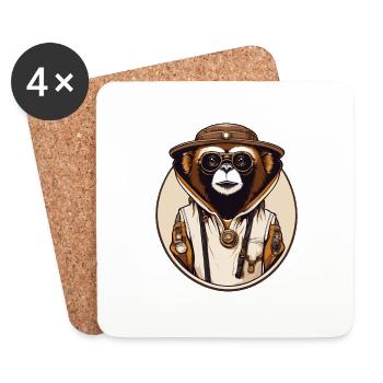 Steampunk Gibbon - Untersetzer (4er-Set) - Weiß - Vorne