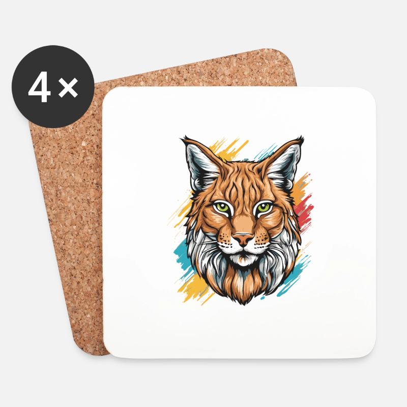 Luchs-Katze - Untersetzer (4er-Set) - Weiß