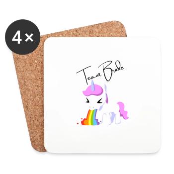 Team Bride Einhorn - Untersetzer (4er-Set) - Weiß - Vorne