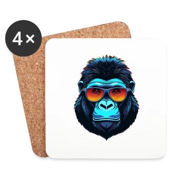 Gorilla Face - Coasters (set of 4) - white - Front