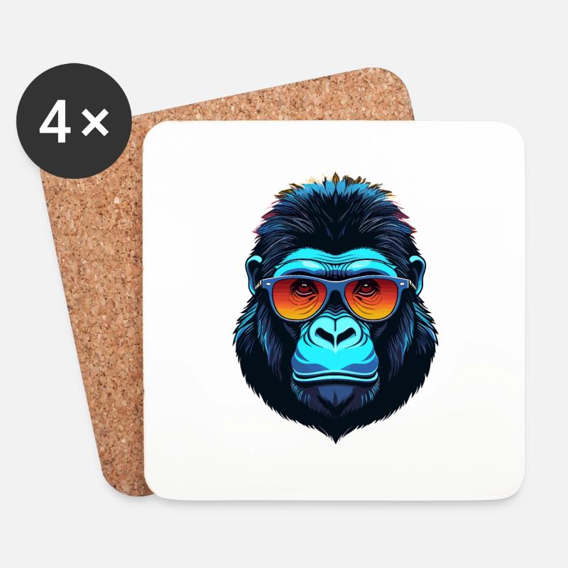 Gorilla Face - Coasters (set of 4) - white