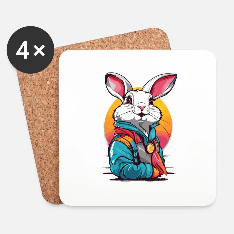 Weißes Kaninchen - Untersetzer (4er-Set) - Weiß