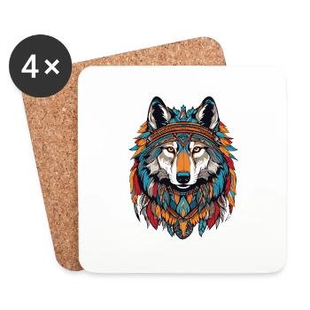 Loup - Dessous de verre (lot de 4) - blanc - Devant