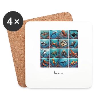 Love Us Collage 3 - Coasters (set of 4) - white - Front