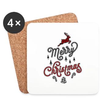 Merry Christmas Frohe Weihnachten Ugly Christmas - Untersetzer (4er-Set) - Weiß - Vorne