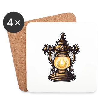 Gas Lamp / Light / Vintage / Antique / Classic - Coasters (set of 4) - white - Front