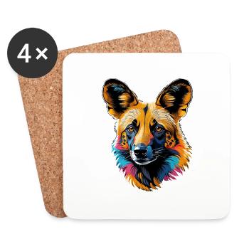 Afrikanischer Wildhund - Untersetzer (4er-Set) - Weiß - Vorne