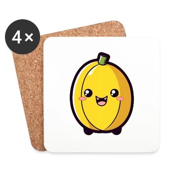 Banana Kawaii Version 1 - Coasters (set of 4) - white - Front