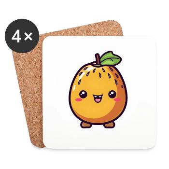 Kiwi Kawaii - Dessous de verre (lot de 4) - blanc - Devant