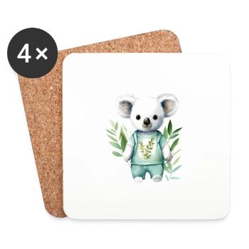 Eukalyptus-Träumer: Koala-T-Shirt - Untersetzer (4er-Set) - Weiß - Vorne