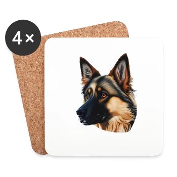 Malinois belge en tant que portraits de tête colorés - Dessous de verre (lot de 4) - blanc - Devant