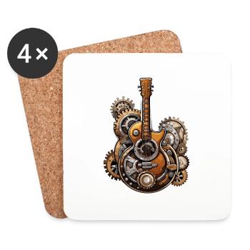 Rock n roll / Guitar / Music / Instrument - Coasters (set of 4) - white - Front