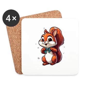 Squirrel / Animal / Rodent / Forest Animal / Comic - Coasters (set of 4) - white - Front