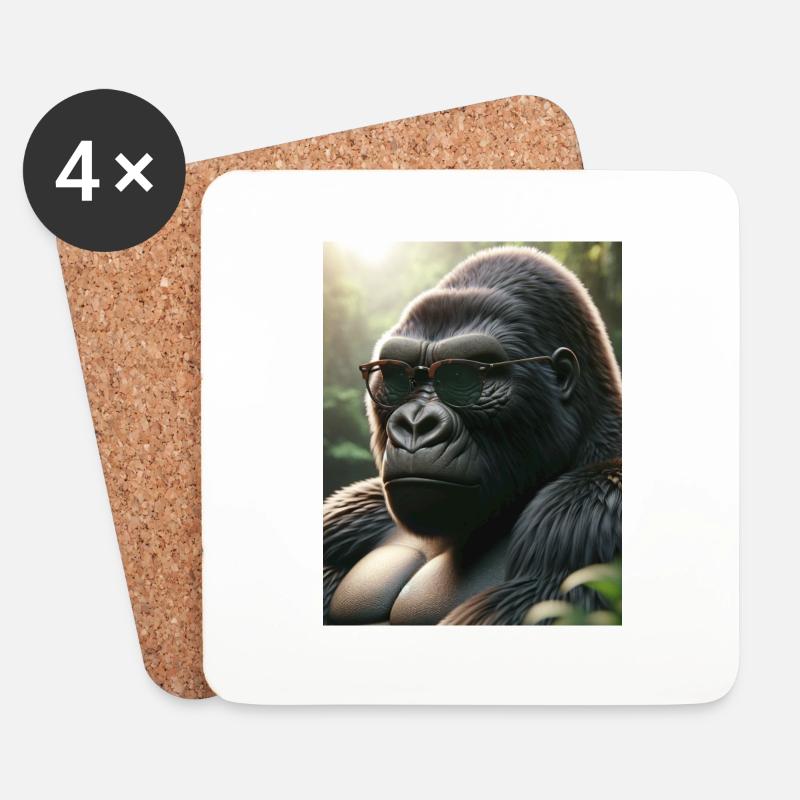 Gorilla mit Sonnenbrille - Untersetzer (4er-Set) - Weiß