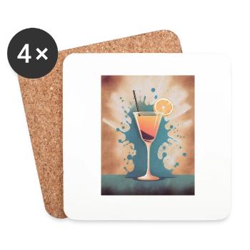 Das gute Leben Happy Hour Cocktail - Untersetzer (4er-Set) - Weiß - Vorne