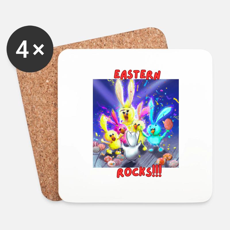 Ostern rockt - Untersetzer (4er-Set) - Weiß