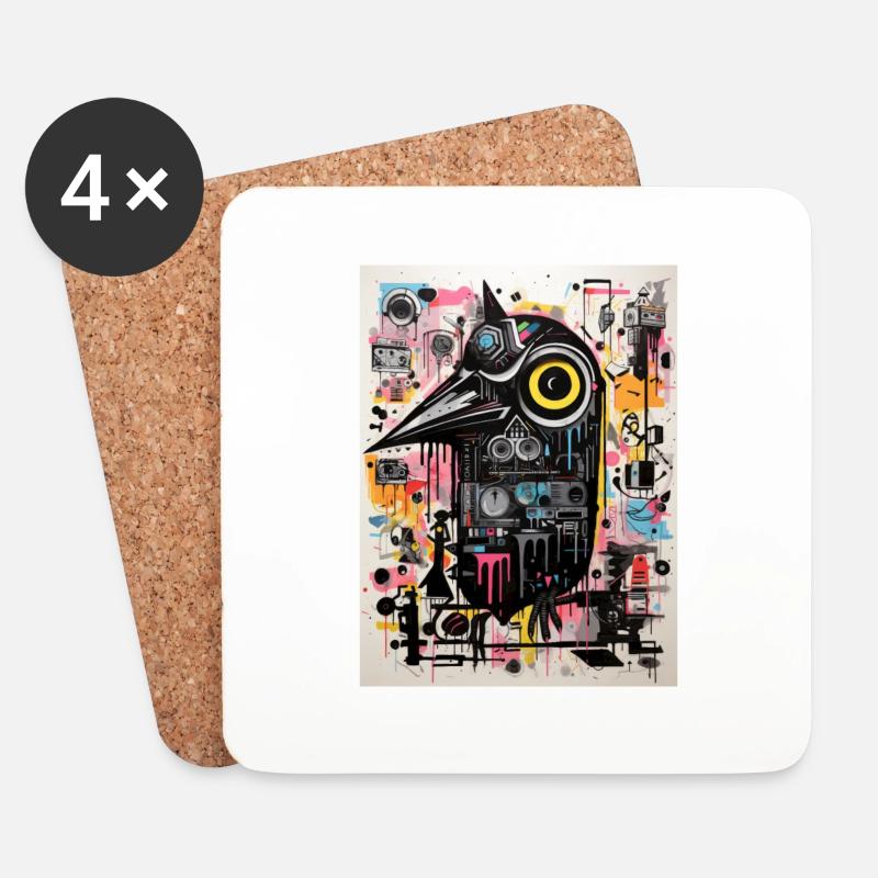 Graffiti Inspirations: Crow - Coasters (set of 4) - white