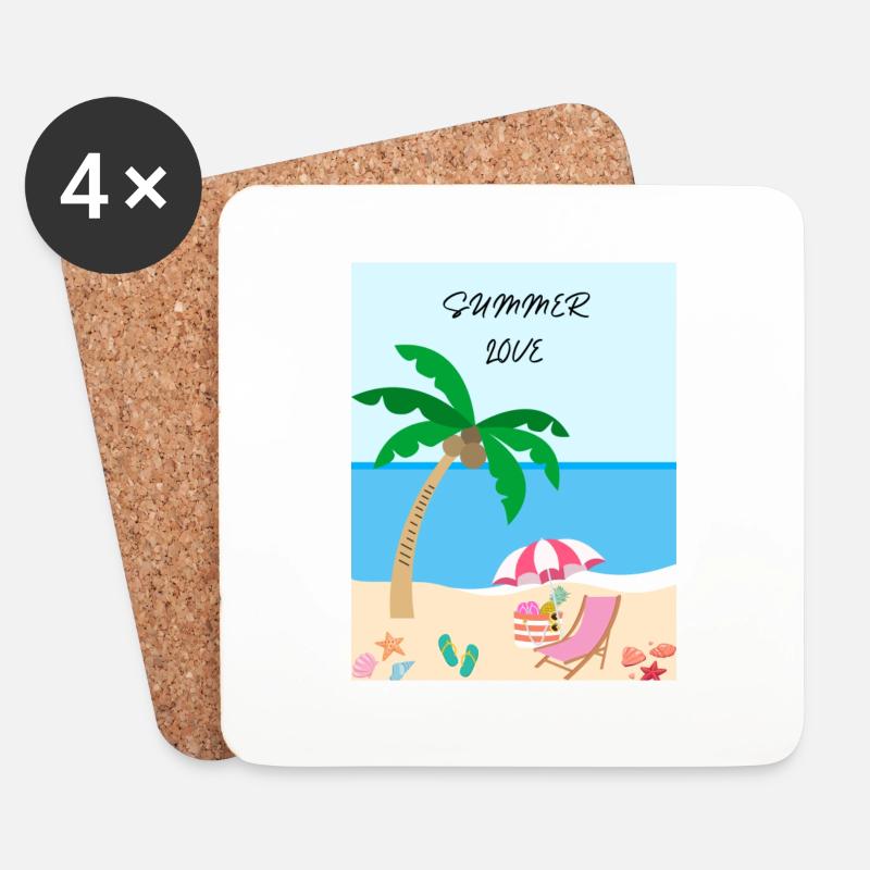 Summer Love - Untersetzer (4er-Set) - Weiß