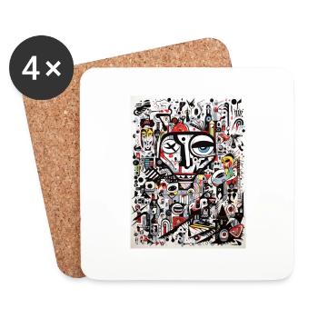 style graffiti d’antilope - Dessous de verre (lot de 4) - blanc - Devant