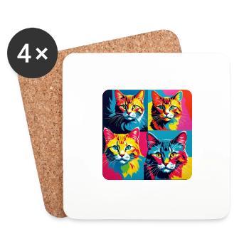 cats popart - Untersetzer (4er-Set) - Weiß - Vorne